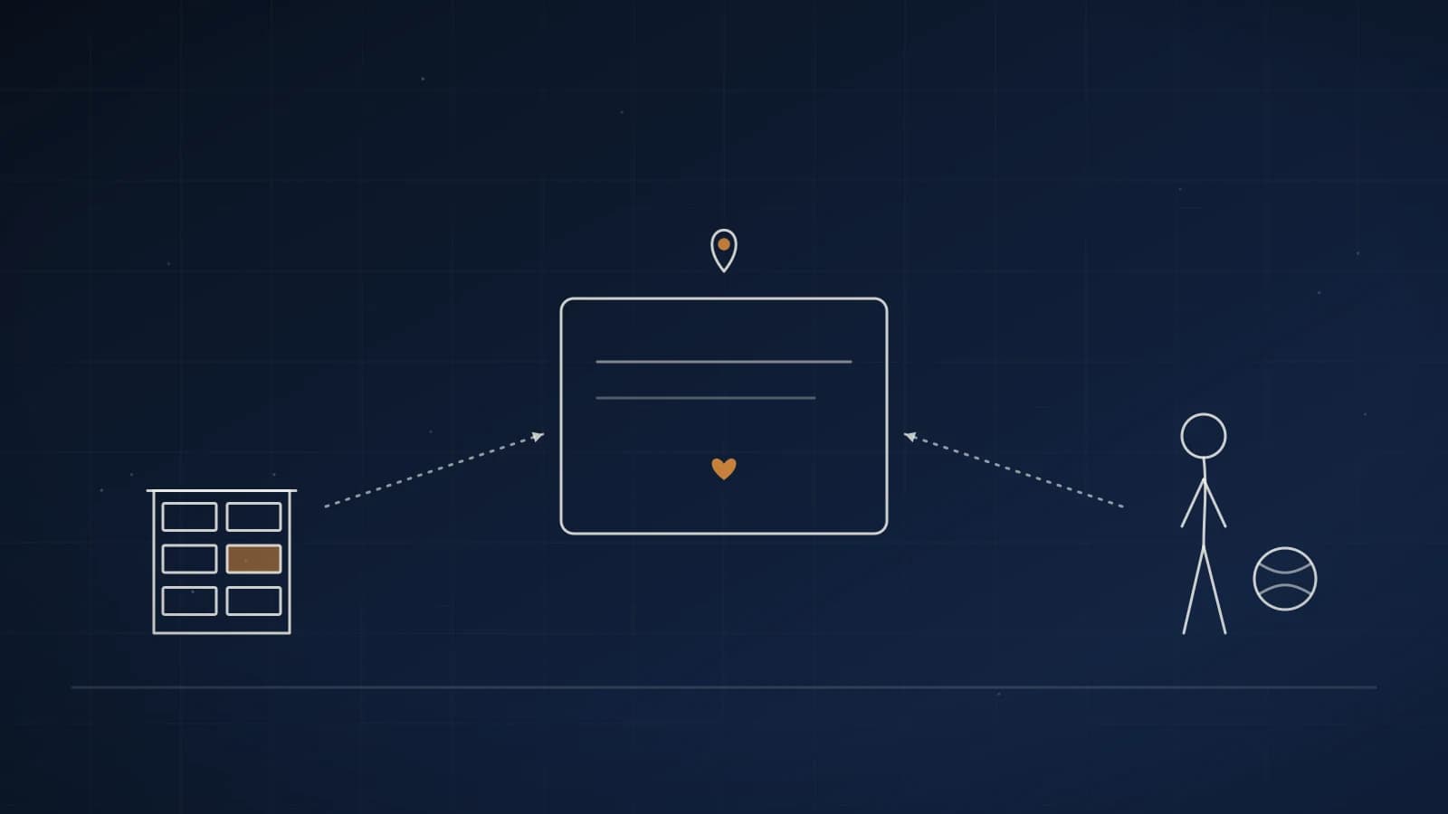 Illustration: Unternehmen und Verein, verbunden über eine Plattform in der Mitte